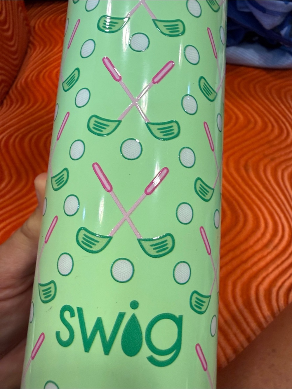 Swig Life Golf-Print Stainless Water Bottle in Mint Green with straw - Picture 3 of 10